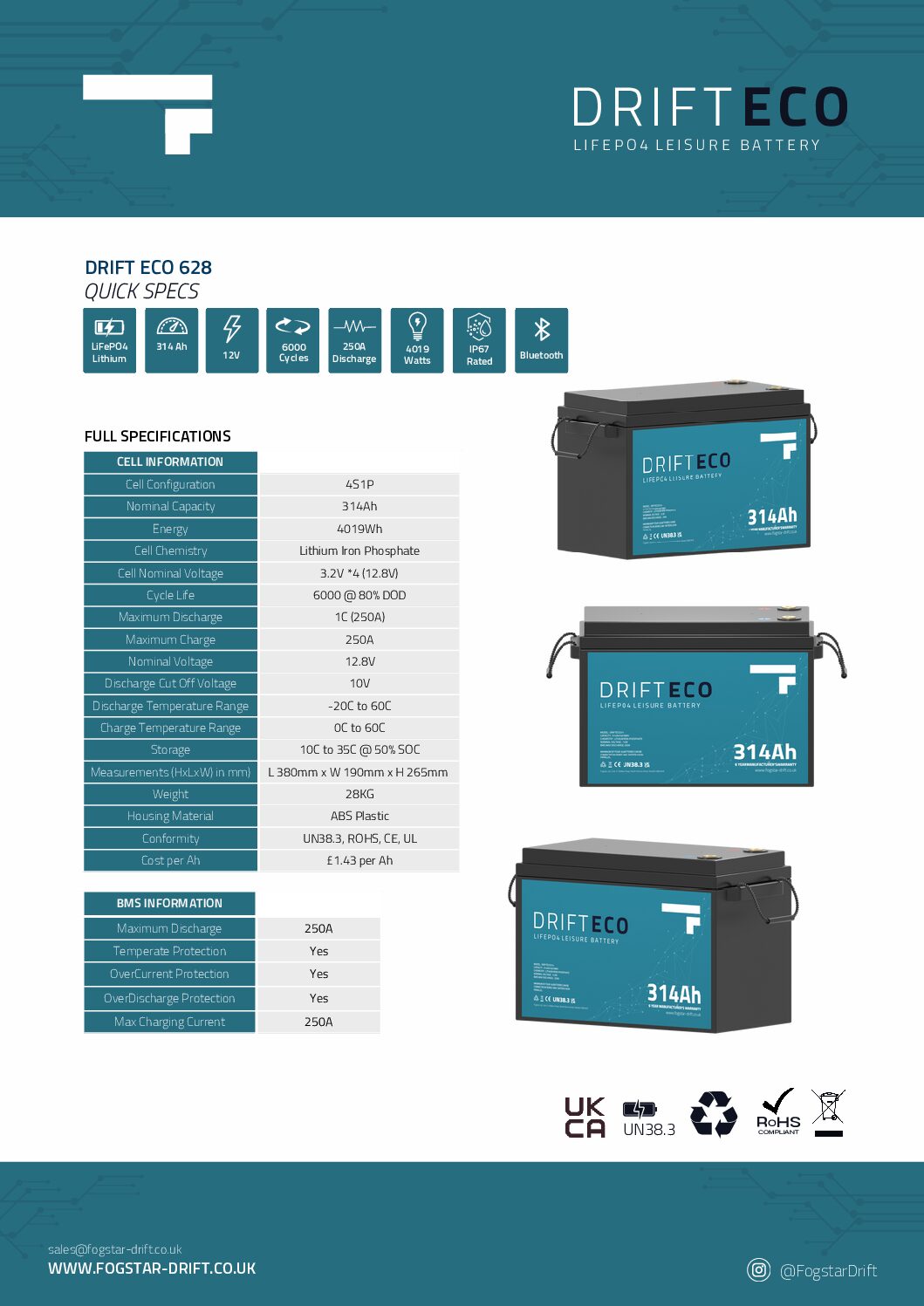 Drift ECO 12V 314Ah Lithium Leisure Battery + Bluetooth - Image 2